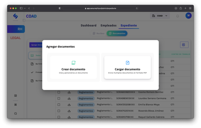 Crea O Carga Tus Documentos Al Expediente Laboral De Sora